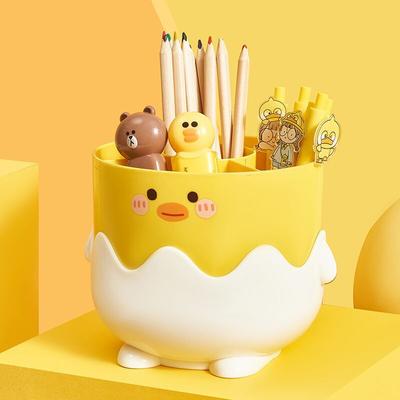 Cute Little Yellow Chicken Pen Holder Large Capacity Pencil Storage Box Desktop Organizer Stand Case Student Stationery