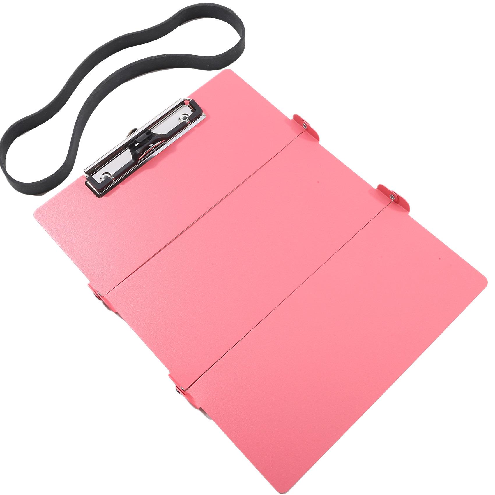 A4 Faltbare Medizinische Zwischenablage aus Aluminiumlegierung Multifunktionale Medizinische Akten-Faltmappe Büro mit Schreibtafel pink
