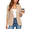 Women's Fall 3/4 Sleeve Color Open Front Cardigan Jacket for Business Casual Work