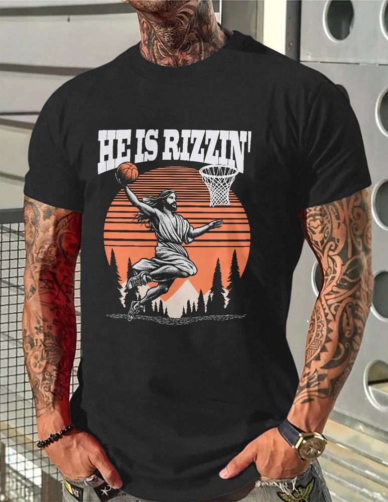 

He Is Rizzin Funny Christian Jesus Love Men T Shirt XL