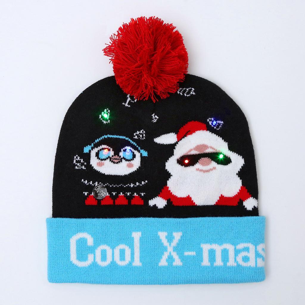 Unique Patterned Christmas Beanie Hat With Bright Led Lights For Winter Cheer