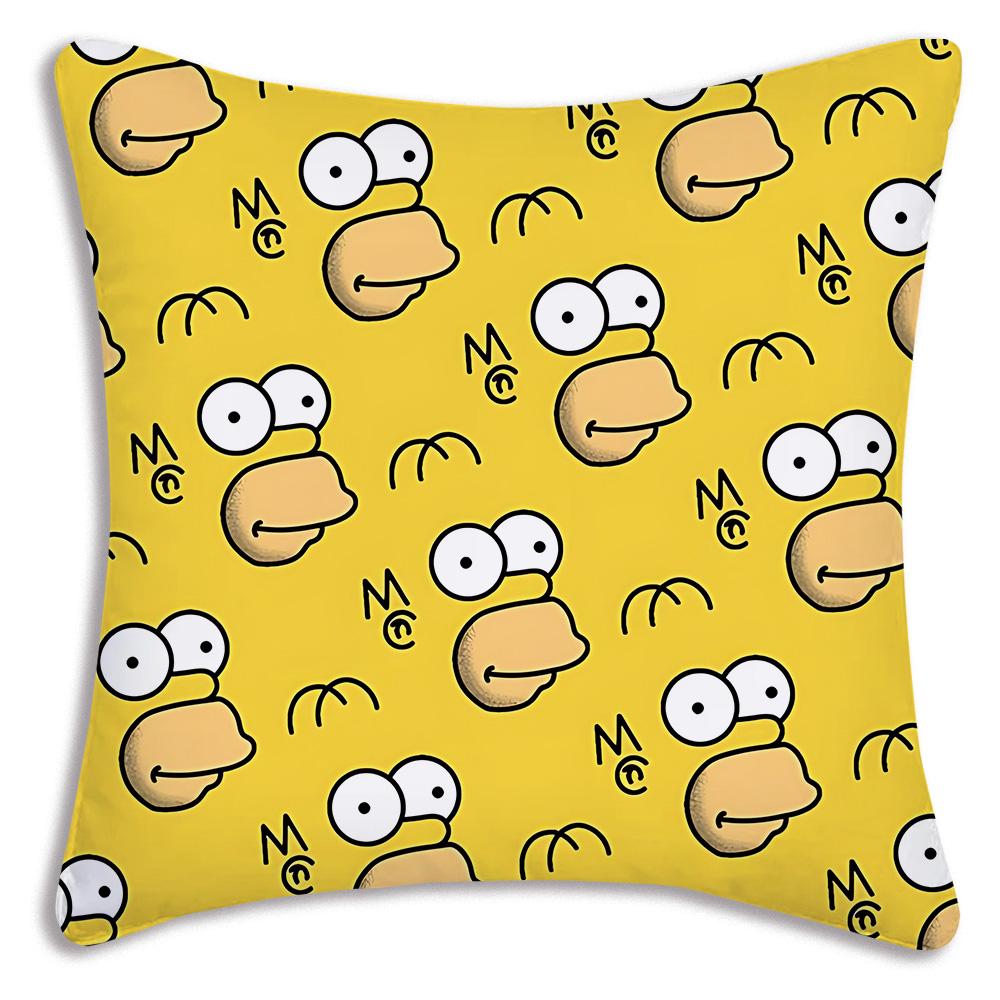 Funda de Almohada de Dibujos Animados Para S-Simpsonss Fundas Decorativas para Sofá del Hogar Impresión a Doble Cara Felpa Corta Funda de Cojín Linda