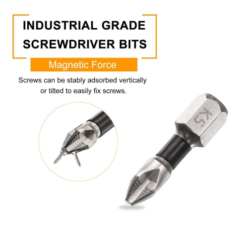 uxcell 5-Piece Set of Phillips Bits, PH2 Screwdriver Bits, 25mm Long, Hex Shank, Strong Magnetic Bits, Non-Slip, for Electric Screwdrivers, Silver