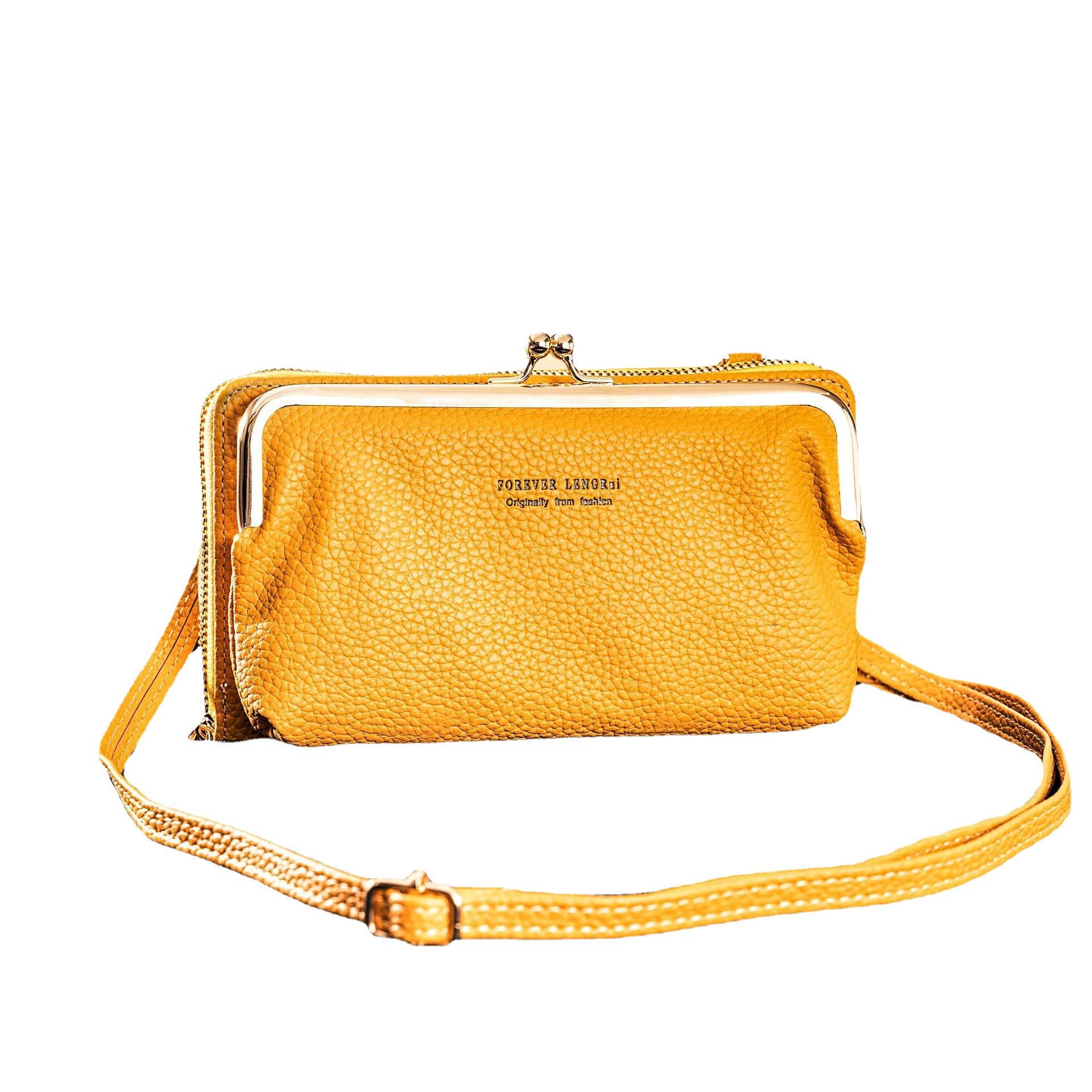 

Модная сумка через плечо для мобильного телефона с застежкой, универсальная сумка с несколькими отделениями для карт, сумка для ключей, женская жёлтый