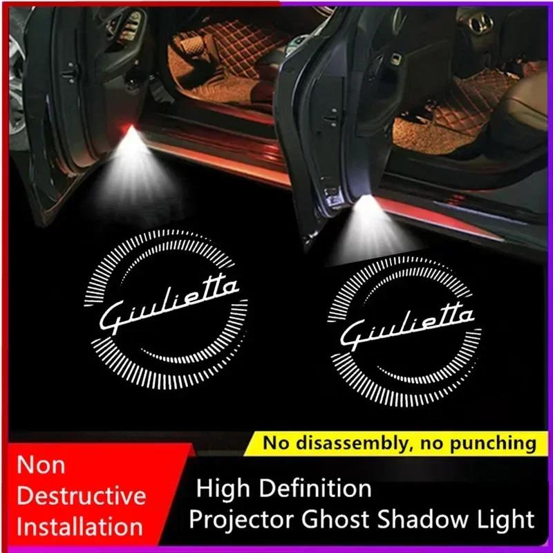 LUBTW1 2PCS For Alfa Romeo LOGO LED Car Door Welcome Light Projector Logo For Alfa159 Mito Stelvio Brera Spider Giulietta Giulia Romeo