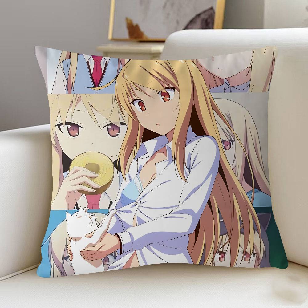 

M-Mashiro Shiina Pillow Covers Cartoon Sofa Decorative Home Double-sided Printing Short Plush Cute Cushion Cover 12x12Inch