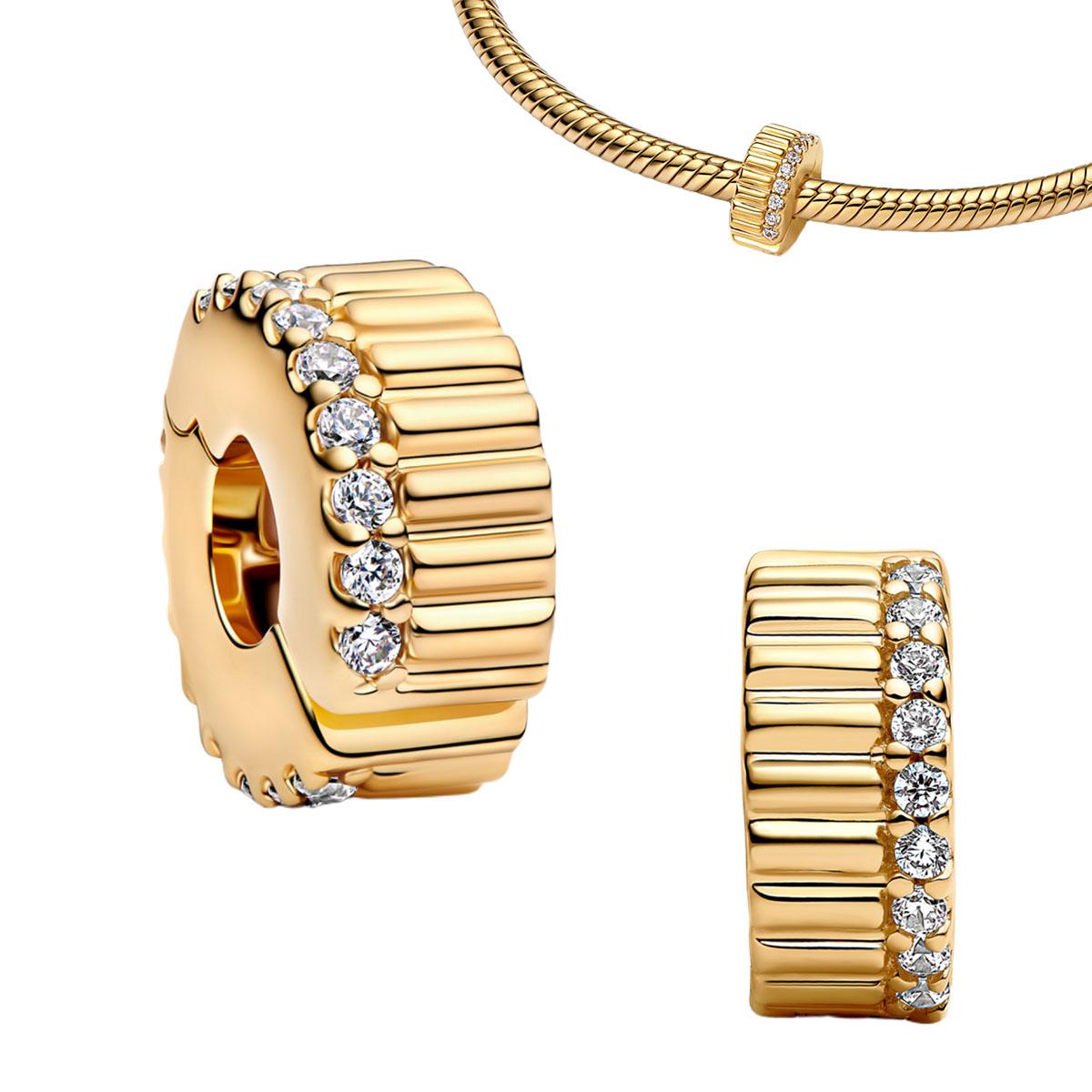 

Floral Enamel Spacer Beads 925 Silver Gem Rose Gold Casual Fashion Clip Diamond Charms DIY Bracelet Fine Jewellery Gift