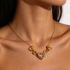 JUSNOVA 18K PVD Gold Plated Stainless Steel Melting Metal Heart Pendant Necklace Waterproof CZ Lava Bead Chain Jewelry for Women