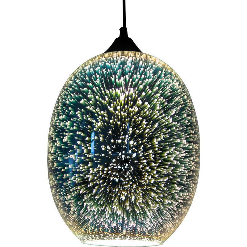 3D Colored Glass Pendant Lamp - Creative Industrial Style LED Lighting for Restaurant & Bar Decor.