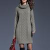 Womens Elegant Stretchy Long Sleeve Turtleneck Sweatshirt Short Dress