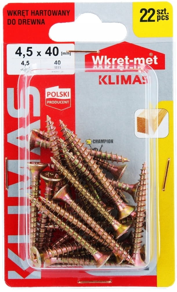 Hardened Wood Screws 45x40mm 22pcs PZ2 Gold
