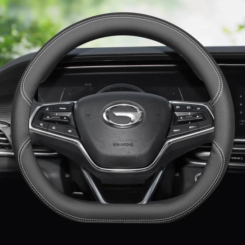 High Quality Leather Car Steering Wheel Cover for GAC Trumpchi GS4 PLUS A6 GS8 GS3 M6 M8 Braid on O D Type Steering-Wheel