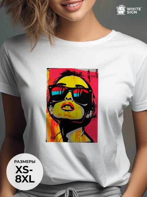 Oversized cotton T-shirt with Pop Art Diva print 3XL