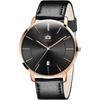 Men's Ultra-Thin Watch 6.5mm Simple Fashion Casual Business Japanese Quartz Movement 40mm Black Leather Band