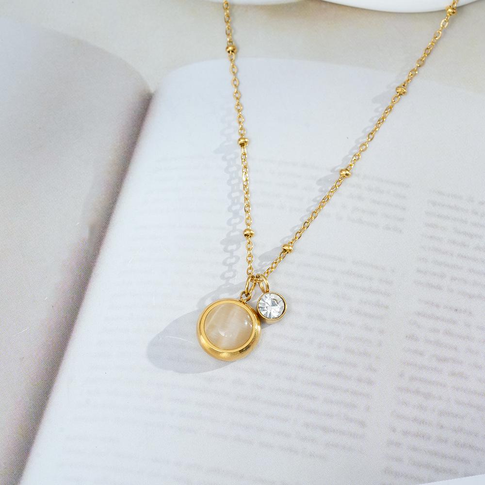Cat Eye Rhinestone Clavicle Necklace: Full Titanium Steel, Luxury Summer Design for Women’s High-End Style
