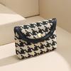 Mini Square Plaid Canvas Lipstick Makeup Bag Plaid Coin Wallet Large Capacity Storage Bag