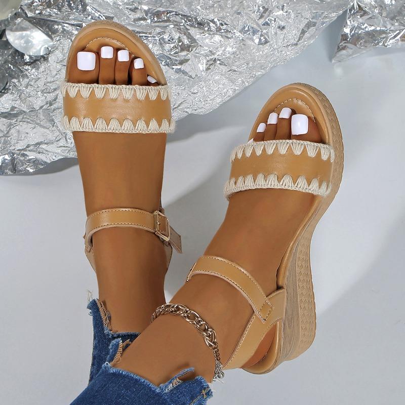Wedge Sandals Women's Summer 2025 New Platform Size Plus Size Lace Muffin Roman Sandals