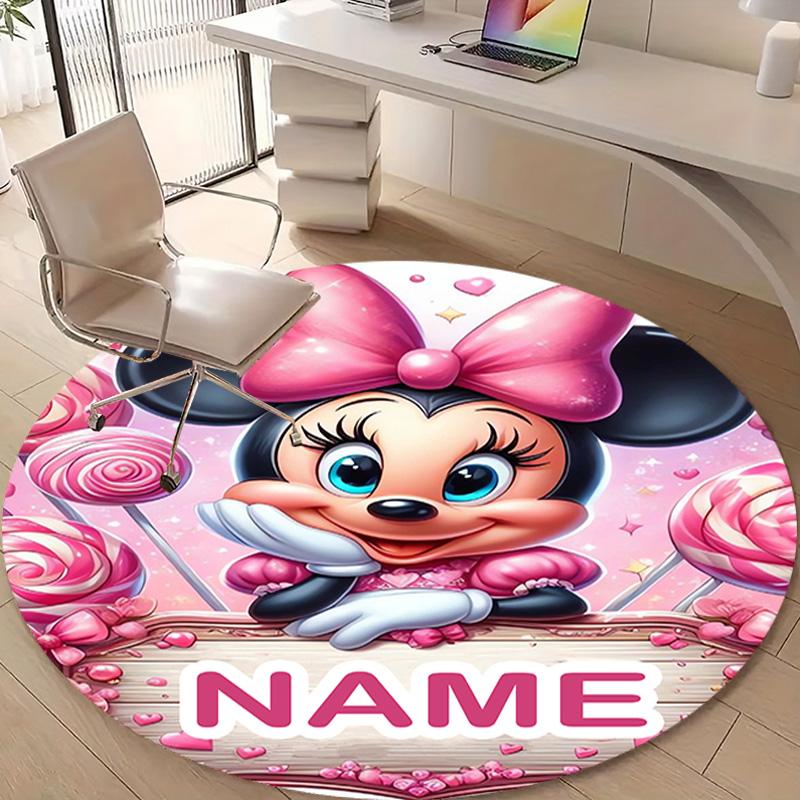 Personalized M-Minnie Round Chair Office Rug - Perfect for Mat, Office Chair & More - Ideal Gift for Birthdays and Holidays