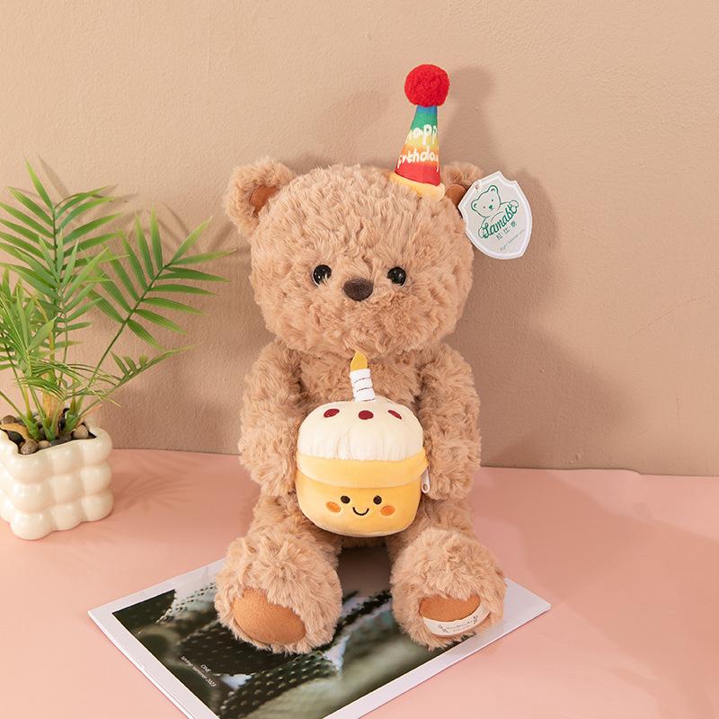 Birthday Cake Bear Plush Toy Teddy Bear Doll Fox Pillow Cute Doll Birthday Gift