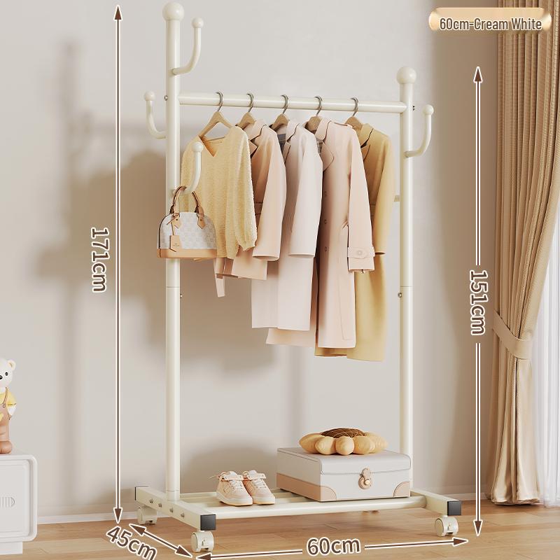 Mobile Floor-Standing Clothes Rack for Bedroom, Balcony, and Dorm – Indoor Hanging and Drying Solution.