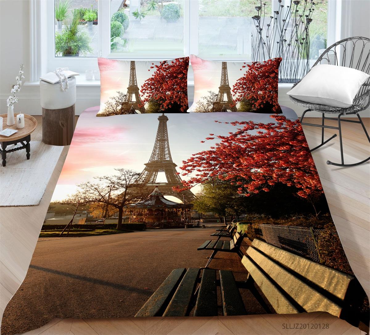 

Комплект постельного белья Deluxe 3D с архитектурным узором, пододеяльник и наволочка, 2 или 3 предмета с высотной печатью, полноразмерное моющееся и удобное постельное белье EU Single 135x200cm