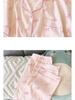 Sweet Striped Bow Print Korean Style Crinkle Pajamas Set for Women - Three-Piece, Short Sleeve Homewear.