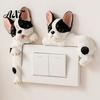 Creative Light Switch Ornament 3D French Bulldog Resin Cover, Cute Cartoon Dog Wall Socket Frenchie Room Decor Decor, Self-Adhesive Animal