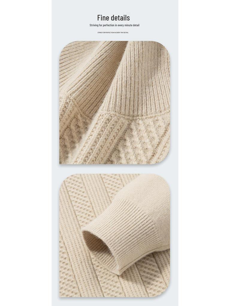 Korean High Neck Men's Jacquard Knit Sweater - 2025 Winter Casual Style