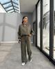 Spring Round Neck Fashionable Simple and Atmospheric Hoodie Jacket with Casual Straight Leg Pants