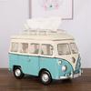 Vintage Bus Tissue Box Paper Dispenser Napkin Holder Car Model Storage Box Living Room Desktop Tabletop Home Decoration Ornament