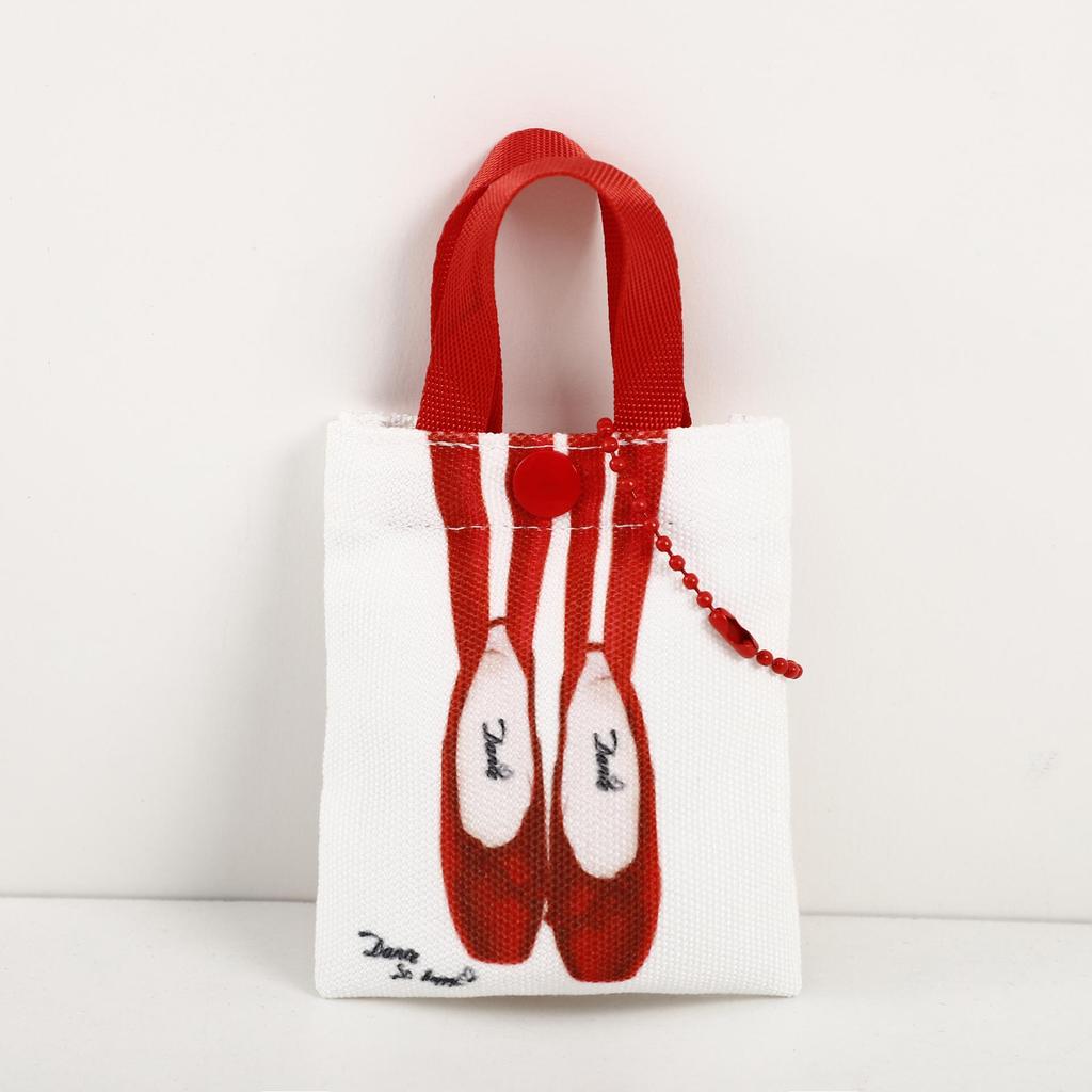 Mini sac de rangement en toile style ballet pour écouteurs et petits objets avec pendentif