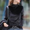 Winter Undershirt Half High Collar Long Sleeves Basic Top Women Pullover Autumn Velvet Pure Color Bottoming Shirt