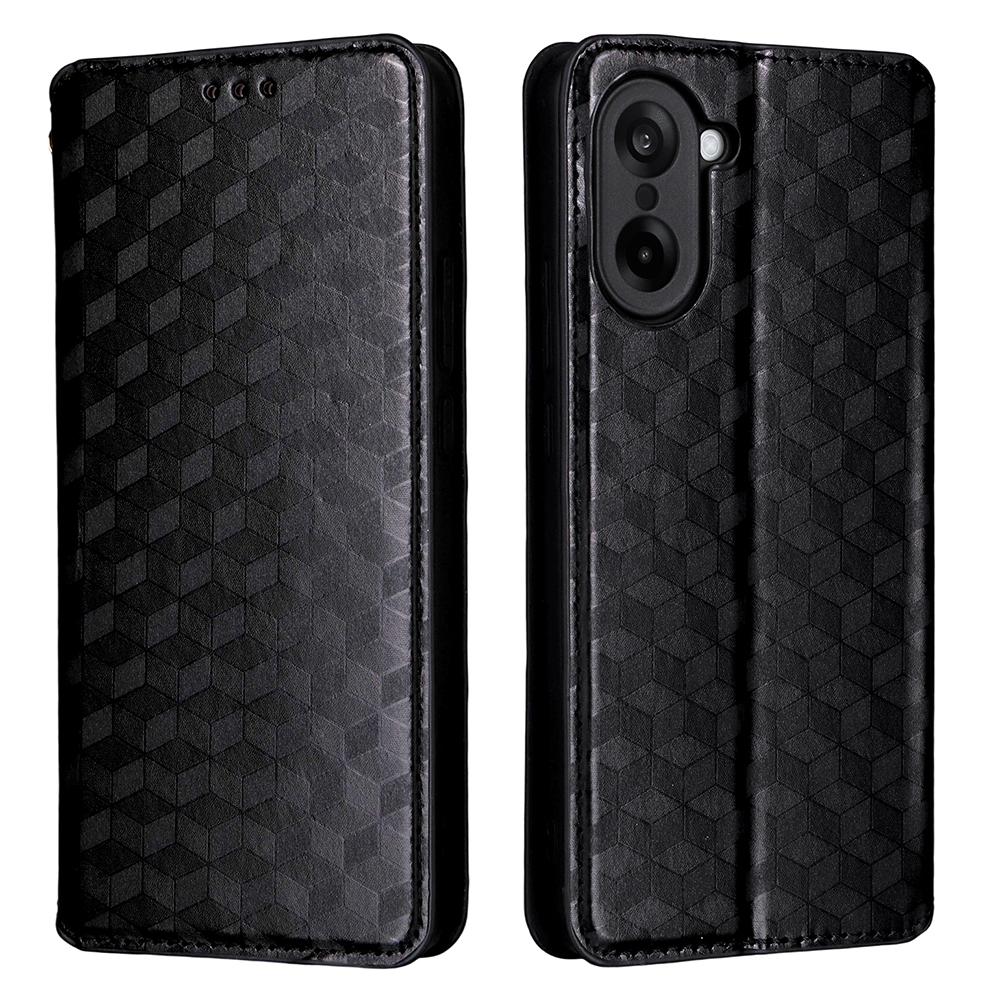 

Для OnePlus Nord CE5 5G/Ace 5 Racing 5G Чехол-кошелек из кожи с ромбовидным тиснением, чехол для телефона Black