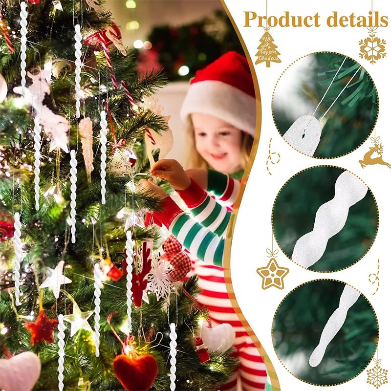 3Pcs White Artificial Icicle Christmas Decoration Hanging Xmas Tree Ornament for Home Decor New Year Gift 2026 Navidad Accessory