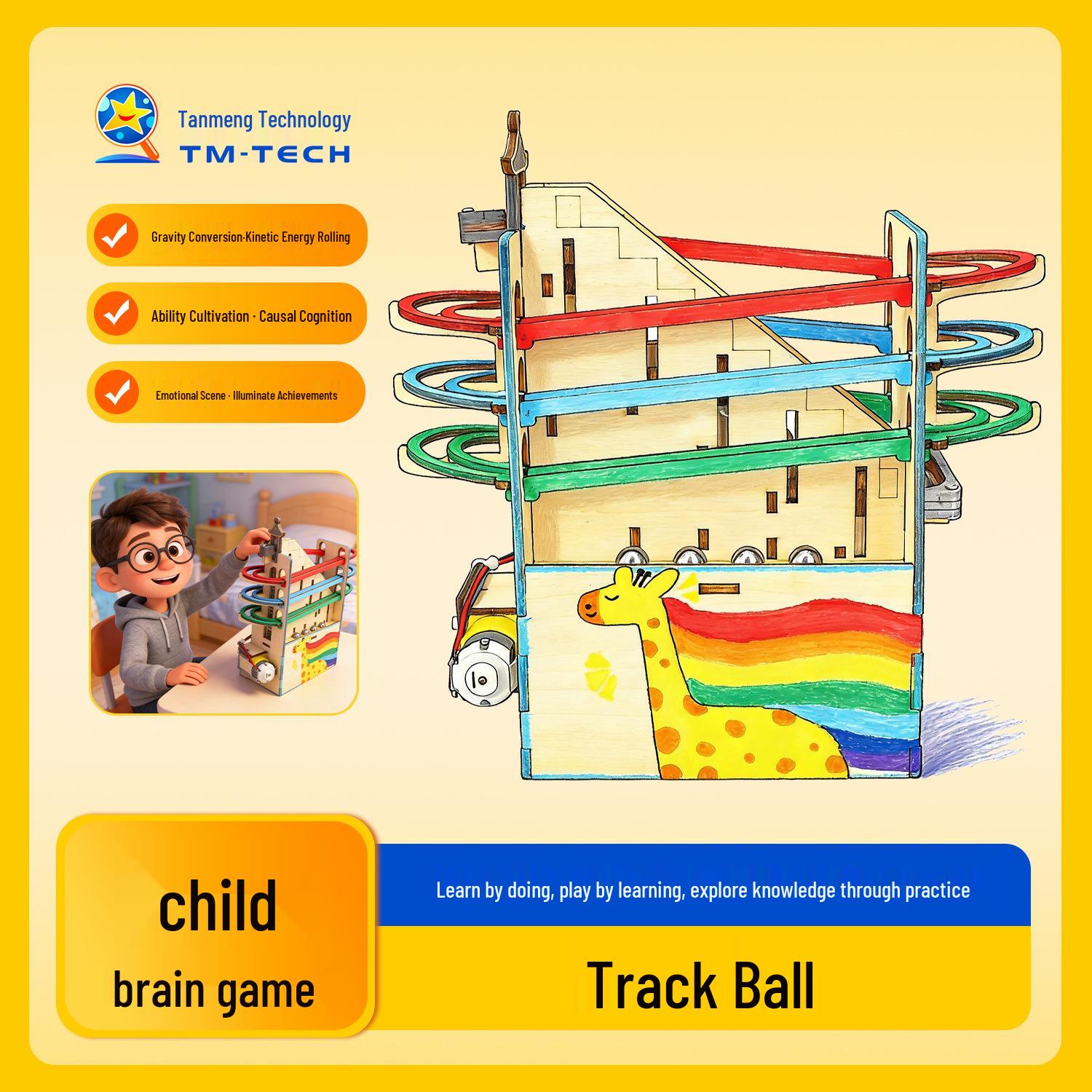 Самодельная трасса для американских горок с шариком, развивающая научная игрушка для детей