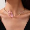 Retro Metal Flower Choker Necklace for Women – Light Luxury Fashion Accessory