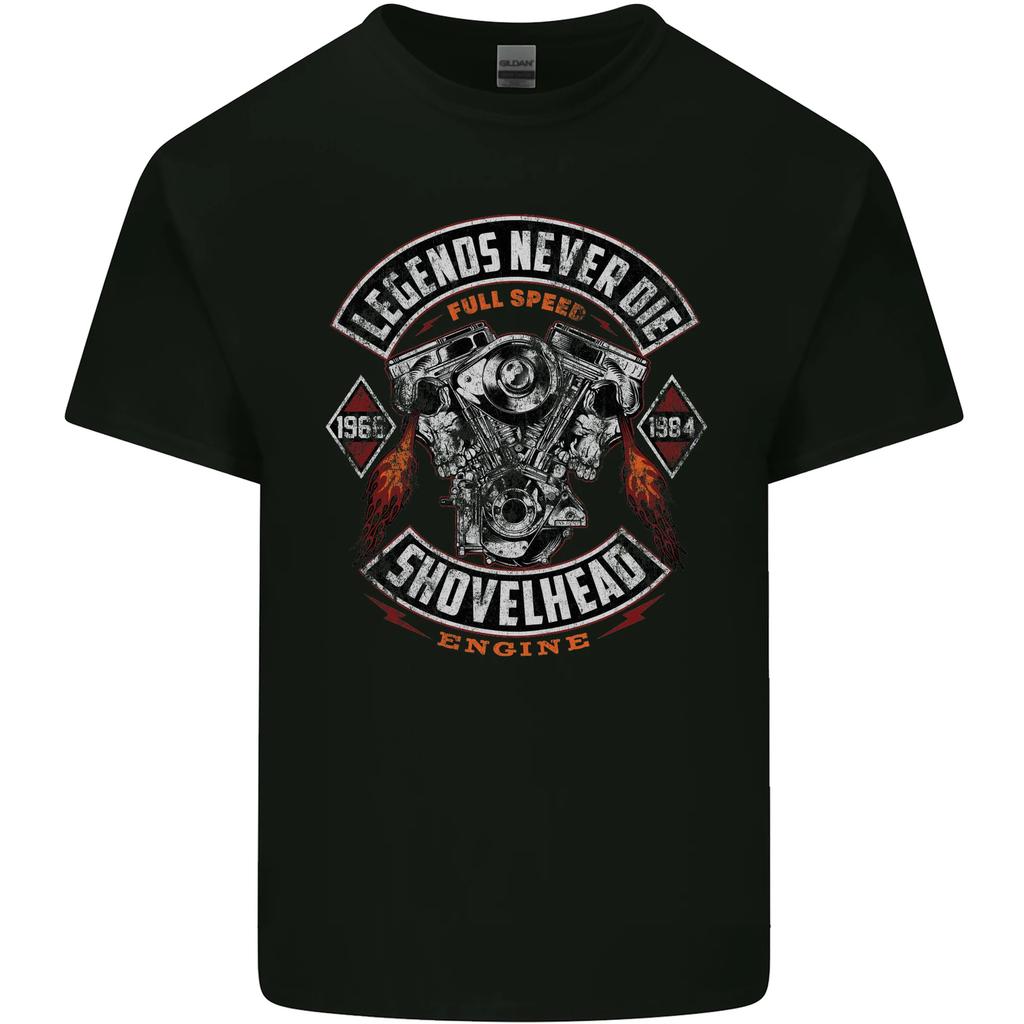 Legends Never Die Shovelhead Engine Biker Garage Motorcycle TShirt 100 Cotton ONeck Summer Short Sleeve Casual Mens Tshirt