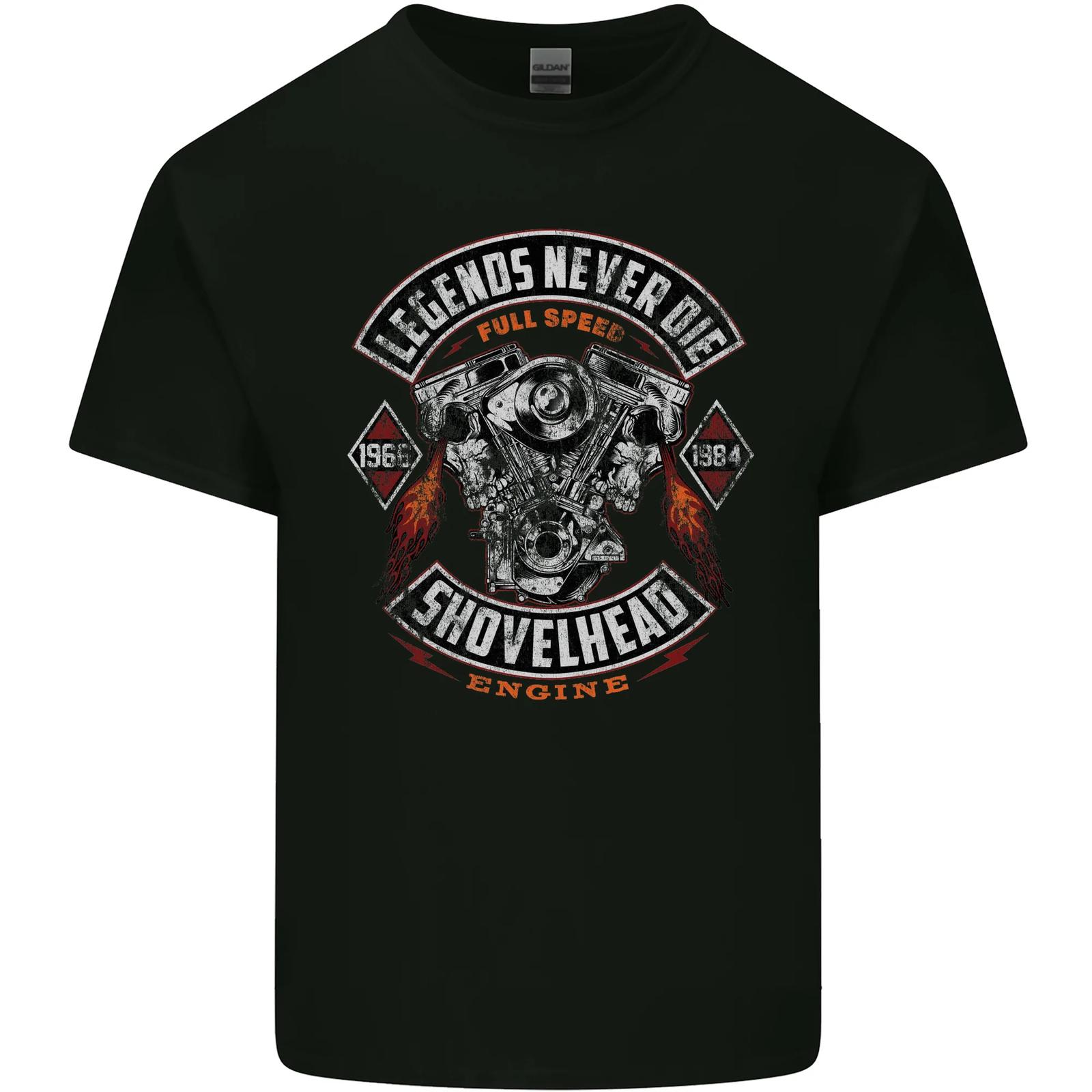 Legends Never Die Shovelhead Engine Biker Garage Motorcycle TShirt 100 Cotton ONeck Summer Short Sleeve Casual Mens Tshirt S