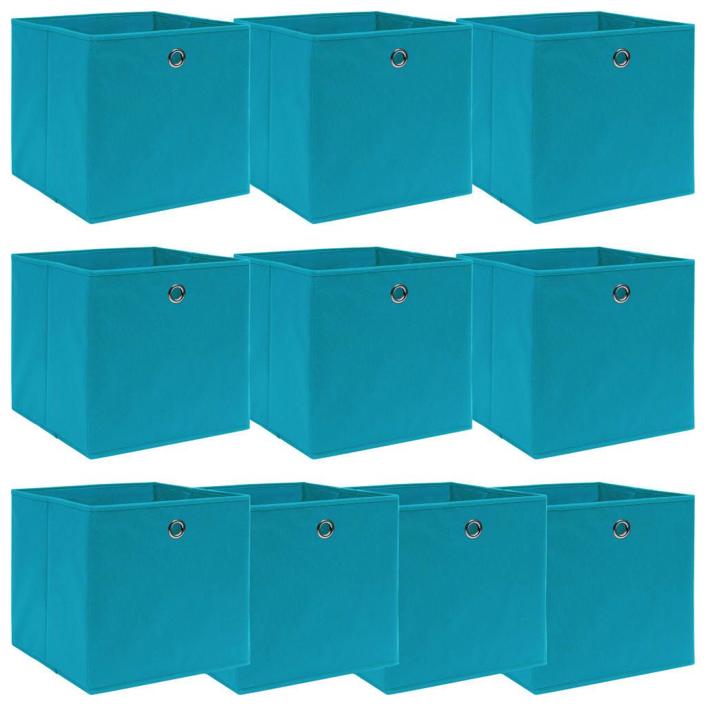 Aufbewahrungsboxen 10 Stück. Babyblau 32 x 32 x 32 cm Stoff