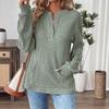 2025 Autumn/Winter European & American Women's Solid Color Button Loose Long Sleeve T-shirt