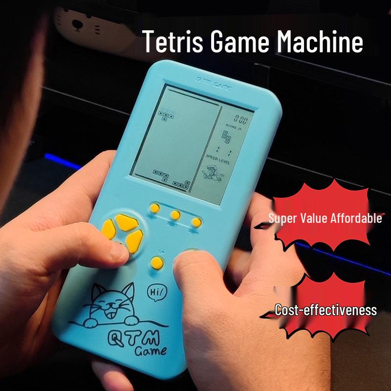 Consolă de joc portabilă Tetris 8090 cu ecran mare, prietenoasă cu ochii: Jucărie Educațională Clasică Nostalgică pentru Copii.