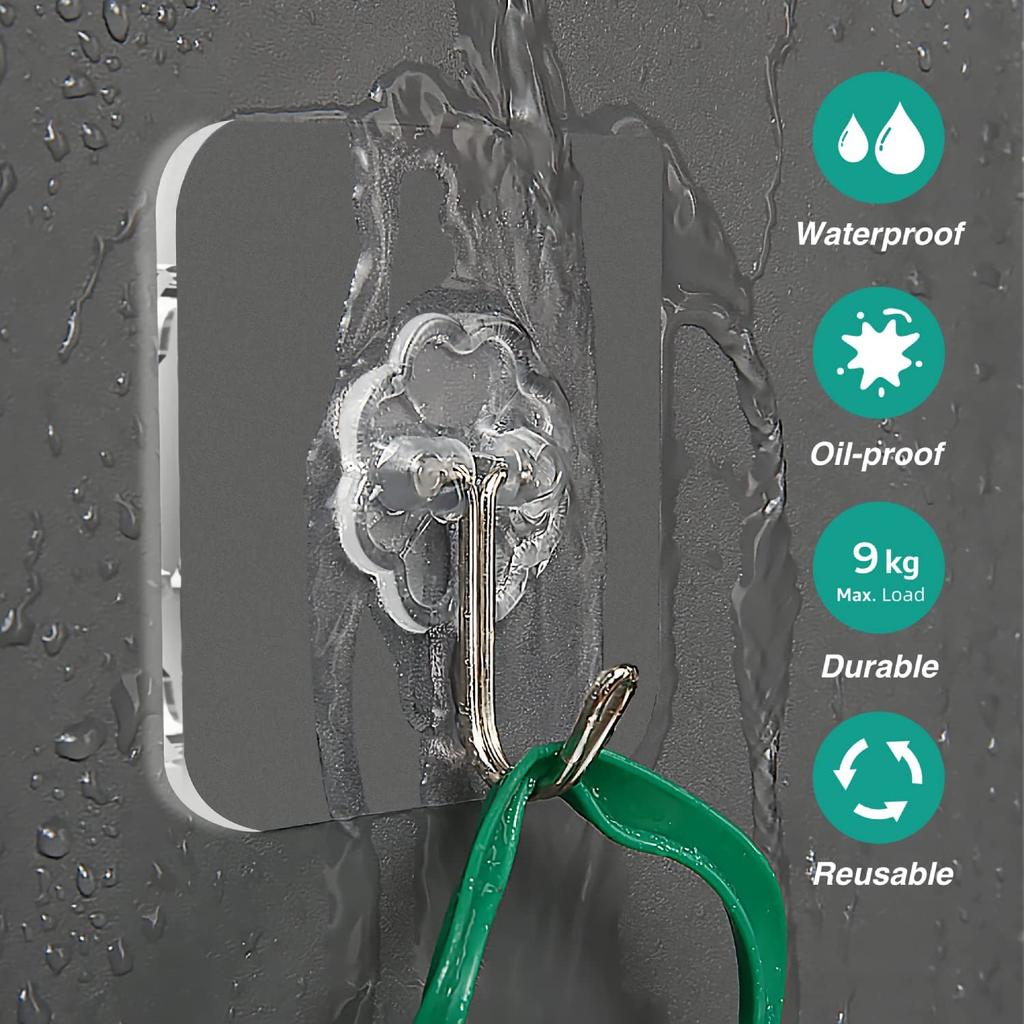 100-300PCS Transparent Stainless Steel Self-Adhesive Hooks Bathroom Towel Clothes Storage Sticker Hooks Key Hangers Storage