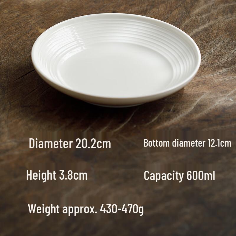 Chinese Style White Ceramic Deep Divided Dinner Plate
