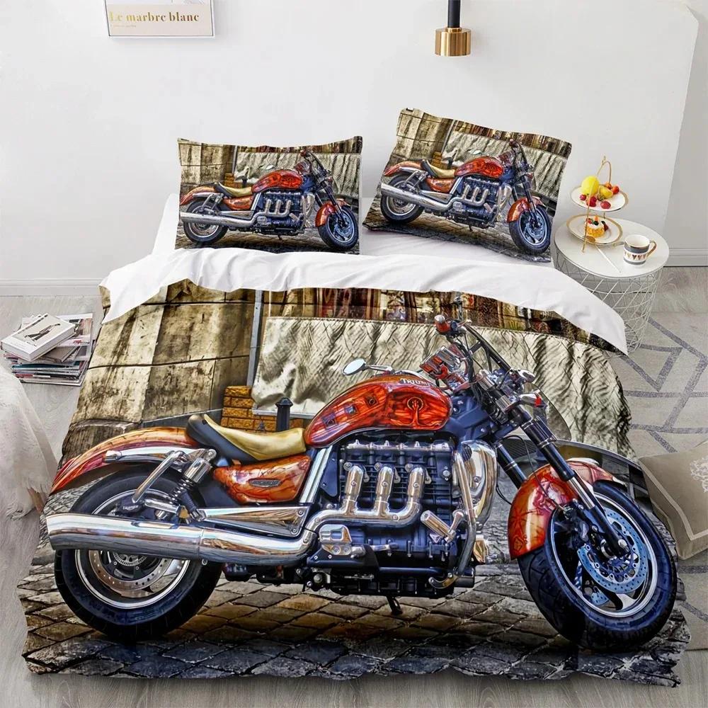 Neues klassisches Motorrad Bettwäsche Set Einzelbett Twin Full Queen King Size Ritter Bettset Erwachsener Kind Schlafzimmer Bettdeckenbezug Sets 3D Druck
