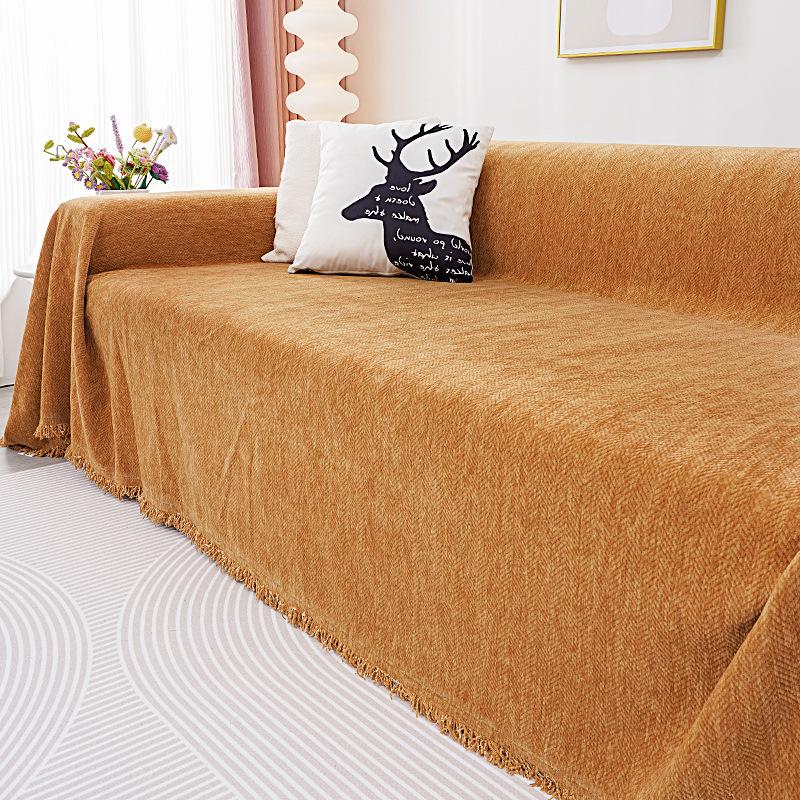 Chenille Herringbone Sofa Cover Cloth Four Seasons Universal Simple Modern Sofa Cover All-Inclusive Universal Cover Solid Color Cover Towel