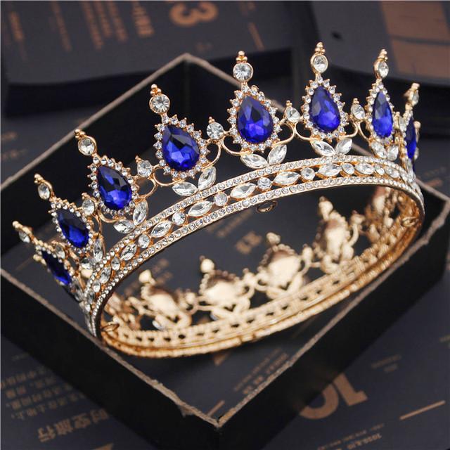Bride Royal Purple Crystal Queen King Tiaras and Crowns Bridal Pageant Diadem Head Ornament Wedding Hair Jewelry Accessories