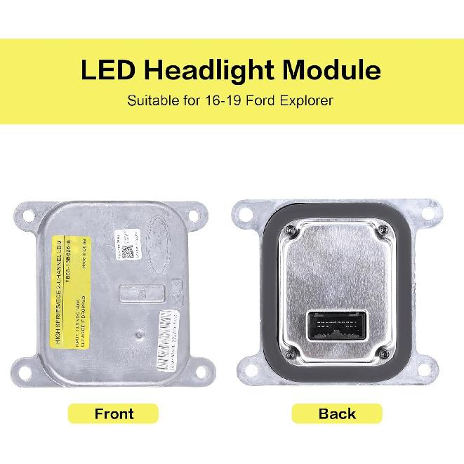 LED Headlight Module With four bolts Replacement for FB53-13B626-B Compatible with Ford Explorer 2016 2017 2018 2019 Headlight LED Module Unit