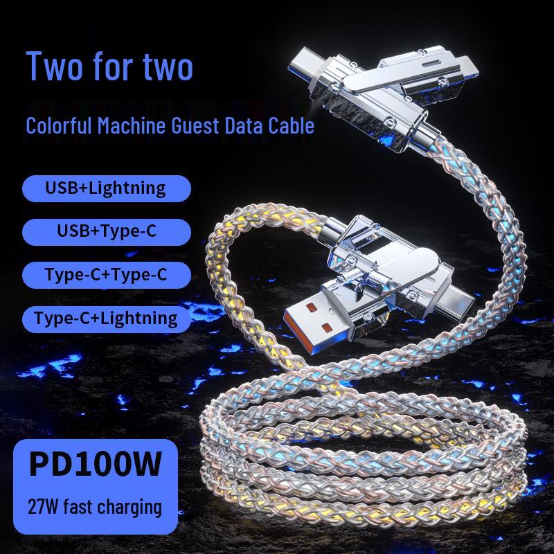 Two-to-Two Fast Charging, Four-in-One Luminous Data Cable