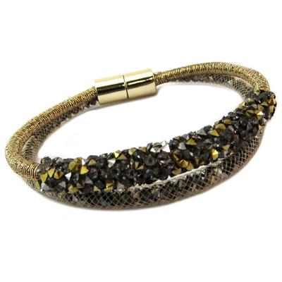 [P6569] - Golden Gray 'Joyaux' Designer Bracelet (2 Rows)