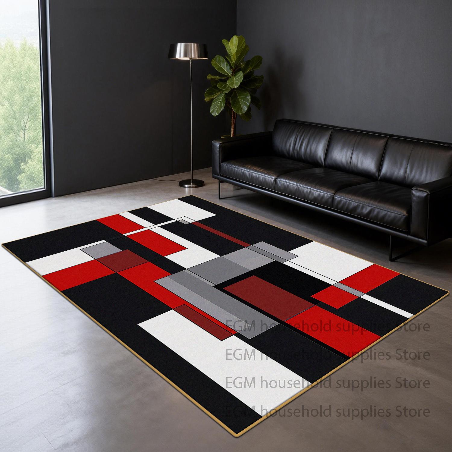 Moderne Lichte Luxe Tapijt Geometrie Woonkamer Slaapkamer Decor Tapijten Groot Oppervlak Lounge Bank Zijde Studie Antislip Vloermat Wasbaar 1.9x2.9ft(60x90cm)